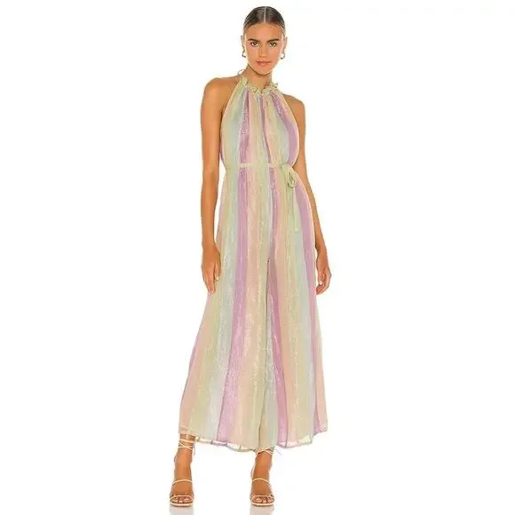 NEW Anthropologie x Sundress Sophie Jumpsuit in Marbella Mix Pastel M / L NWT - Picture 3 of 14